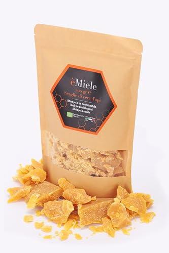 èMiele - Raw Beeswax Flakes 200 g, Italian, Certified Organic, Ideal for Cosmetics, Food Wax Cloths and Candles.
