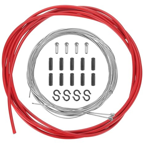 sourcing map Bicycle Shift Cable Housing Set Universal Bicycle Brake Gear Shifter Transmission Cable Cycling Shift Wire Housing Replacement Kit for Road Mountain Bicycle Cycling, Red