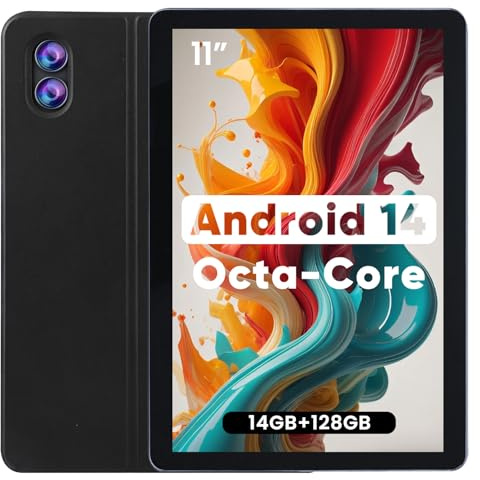 Android Tablet 11 inch 14(6+8)GB RAM 128GB ROM Octa-Core Processor, Large Screen Android 14 Tablets with Case Wi-Fi 6, 2MP+8MP Camera, 8000mAh Battery, Computer Tablet PC for Streaming Reading Gaming