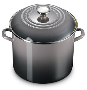Le Creuset Traditioneller Suppentopf aus Emaille auf Stahl, 15,1 l, Austernfarben mit Edelstahlknauf