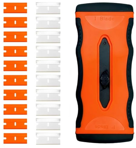 Raschietto per Vetro, Raschietto per Piastre in Vetroceramica, Con 10 Lame Aggiuntive in Metallo e 10 Lame in Plastica, Multiuso, per Pulizia Per Etichette, Decalcomanie, Adesivi, Calafatoio