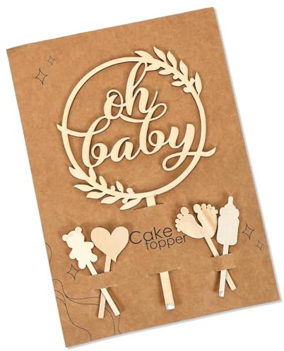 5 stycken Åh baby-tårta topper, babyparty, tårtdekoration, tårtdekoration, dop, pojke, babyparty, dekoration flicka, Åh babygirlang, tårtdekorationer för babyshowers, könsavslag, reveal
