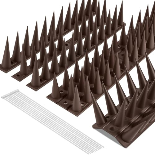 OFFCUP Pinchos Antipalomas Plástico, Pinchos para Palomas 14 Piezas 3,15M, Exterior Púas para Pájaros con 10 Bridas para Balcones Techos Jardines Barreras Privadas (Marrón)