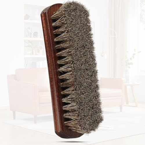 Brosse Chaussures CRIN de Cheval Naturel Entretien Cuir Polissage Lustrage pour Botte Basket Daim Canapé Meuble Intérieur Voiture Manche Bois de Hêtre Kit Nettoyage Professionnel Accessoire Brillance