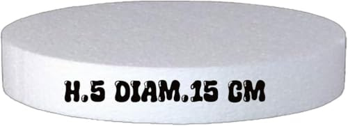 Base Rotonda in Polistirolo, Ø 15 cm x H 5 cm, Bianca, per Cake Design e Decorazione Torte