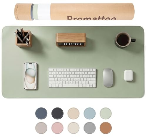 PROMATTOO Large Non-Slip Desk Mat, Waterproof Vegan Leather Desk Pad & Mouse Mat, Extended Desk Protector for Laptop, Office & Home, Smooth Writing Surface with Premium Tube Packaging (100 x 45 cm)