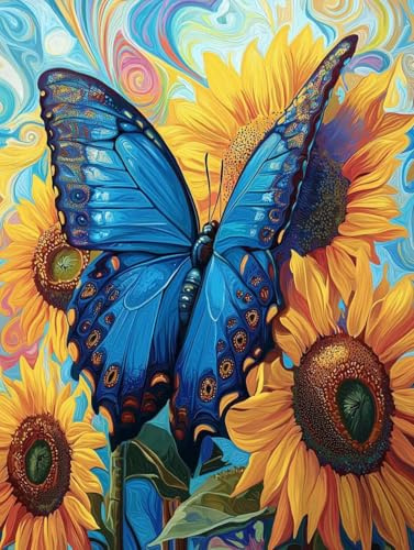 Diamond Painting Mariposa girasol Diamond Painting Adultos, Manualidades Adultos DIY Cristal Pintura De Diamante ,kits Pintura de Diamantes 5D, arte Diamante Taladro Completo para Decor 80x110cm s-142