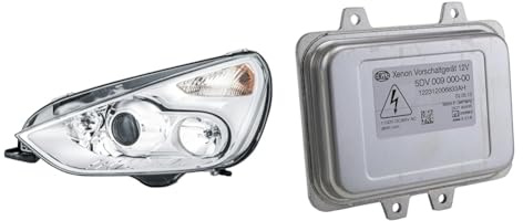 Hella 1ZS 009 250-791 Halogen/Bi-Xenon-Hauptscheinwerfer - links - für u.a. Ford S-Max (WA6) + 5DV 009 000-001 Vorschaltgerät - Xenon - 12V - für u.a. VW Golf V (1K1)