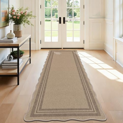 SHACOS Runner Rugs for Hallway Non Slip 60x180cm Thin Woven Carpet Runners for Hallways Washable Hall Runner Rug Long Floor Mat for Indoor Entryway Kitchen Laundry Room, Brown