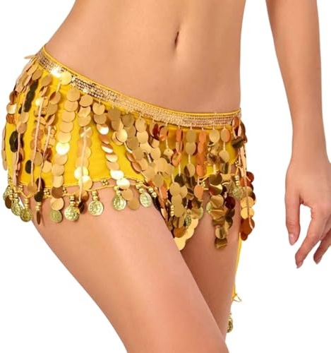 Bauchtanz Hüfttuch Damen - Bauchtänzerin Kostüm Damen Zigeuner Outfit Rock Belly Dance Skirt Glitzer Tanzrock Mädchen Kurz Oberteil Belt Orientalisches Yoga Gürtel Accessoires