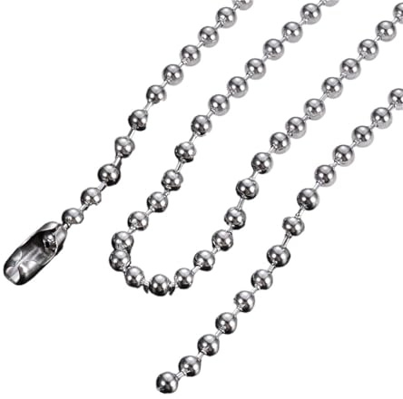 WJIAYAO kulkedja metallkedja, silver, rund kulkedja, rostfritt ståltillbehör för gör-det-själv-halsband, armband, identitetsbricka av rostfritt stål kabelkedjor av smycken (80 cm, 2,4 mm)