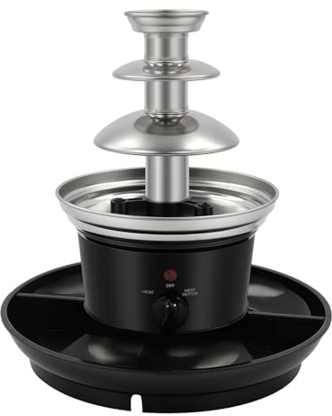 Fontaine à chocolat électrique à 3 étages en acier inoxydable 25 W avec fonction maintien au chaud pour fête, mariage