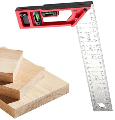 Square Ruler Tool | Multi-function Right Angle Measuring Ruler | 90 Degree Precision Square | for Furniture Cupboard Closet Wardrobe Chair Table Construction Carpentry Projects