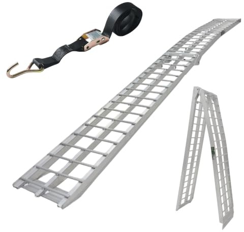 TRUTZHOLM Auffahrrampe klappbar 305 cm Traglast 272 kg Aluminium | Verladerampe für Motorrad Roller leichte Cruiser inkl. Spanngurt