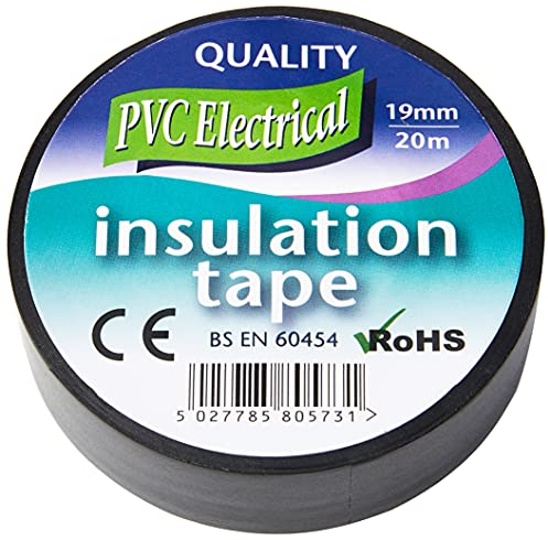 Mercury | 20 Metre Electrical Insulation Tape – Strong PVC Adhesive | Water-Resistant & Flame Retardant | BS Approved | Professional & DIY Use | Black
