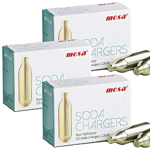 30 x 8 g CO2 soda capsules - Carbonated cartridges for soda makers, soda siphons and water siphons