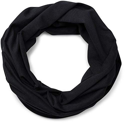 styleBREAKER foulard multifunzione in jersey, sciarpa scaldacollo, fascia frontale, fascia per capelli, foulard copricapo, sciarpa ad anello, unisex 01012037, colore:Nero