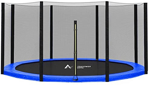 Trampolin Netz Randabdeckung Trampolinzubehör Set Trampolinnetz Randabdeckung für Trampolin Ø 305 cm 8 Stangen UV-beständig Reißfest Trampolinnetz Trampolinschutz Ersatznetz Federabdeckung Umrandung