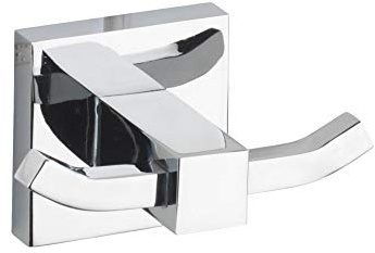 WENKO 17967100 Power-Loc Wandhaken Duo San Remo - Befestigen ohne bohren, Doppelhaken, Messing, 10 x 5 x 5.5 cm, Chrom
