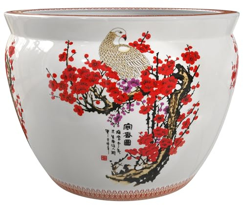 ORIENTAL Furniture 14 Cherry Blossom Porcelain Fishbowl
