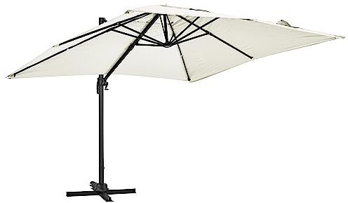 Oviala Parasol déporté inclinable et Rotatif 3 x 3m en Aluminium écru