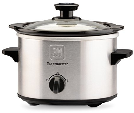 Toastmaster TM-151SC Stainless Steel Slow Cooker with Removable Stoneware Bowl, 1.5-Quart, Silver/Black