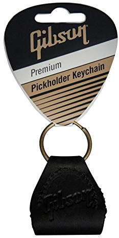 Gibson Premium läder pickholder nyckelring (svart)