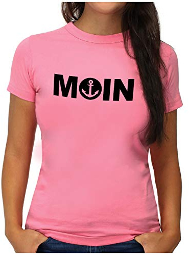 OM3® Moin mit Anker T-Shirt - Damen - Spruch Slogan Nautical Norddeutsch Statement Plattdeutsch Norden - S - XXL