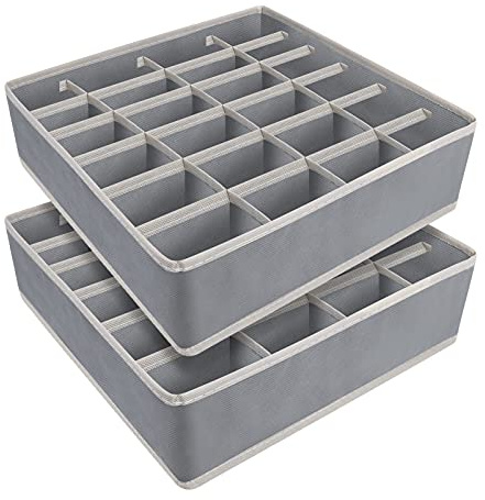 Yorgewd 2 Pack Drawer Organisers Foldable Drawer Dividers Storage Box