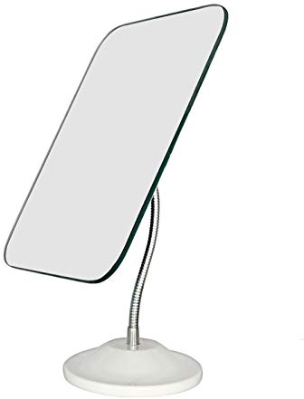 YEAKE Kosmetikspiegel Schminkspiegel, 360° Flexibler Schwanenhals Drehbarer Tischspiegel, Tragbarer Dusch- und Rasierspiegel Schminkspiegel mit Ständer, Geeignet für Reisen, Großes Quadrat