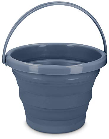 Navaris Collapsible Bucket 5L - Folding Pail for Camping, Beach, Gardening, Fishing, Water, Washing, Laundry, Cleaning, Travelling - Dark Blue
