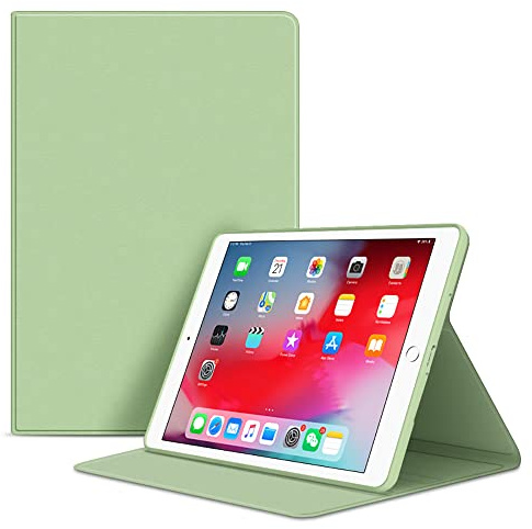 VAGHVEO Custodia per iPad 10,2 Pollici 2021 9a Generazione/ 8a Gen 10,2 2020/ 7a 2019, Air 10,5/ Pro 10.5 2017 Smart Case [Auto Svegliati/Sonno] con Morbido TPU Silicone Cover Posteriore, Verde Chiaro