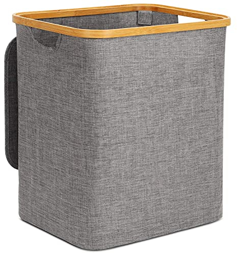 Laundry Hamper Basket with Lid, 60L Washing Basket Laundry Bin Storage Blanket Basket with Handles, Foldable Laundry Bags Laundry Storage Organiser, Collapsible Cloth Hamper for Closet and Bathroom