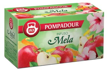 Pompadour 1913 | Infuso di Mela Aromatizzata Senza Caffeina - 20 Bustine di Tè (60 Gr) | Tisana con Ibisco e Arancia