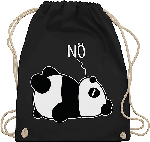 Shirtracer Turnbeutel Rucksack - Sprüche Statement - Nö - Panda - weiß - Unisize - Schwarz - baumwolle mit spruch statements nein beutel sprüchen￼ pandabär stoffbeutel spruche panda-motiv rucksäcke