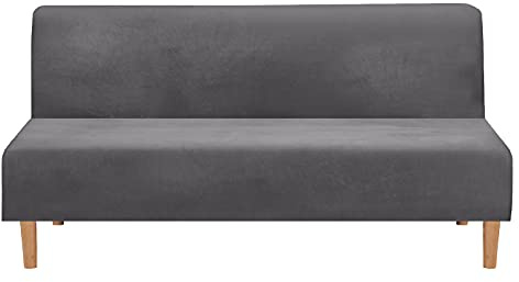 Mingfuxin Armlose Schlafsofabezüge, Stretch-Samt Futon Couchbezug Dicke weiche gemütliche Sofa Schonbezug Möbelschutz für 2-3-Sitzer armloses Klappsofa