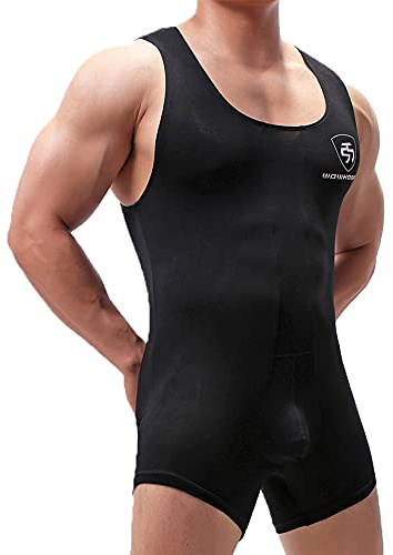 WMIERFI Men's Wrestling Singlet Athletic Leotard One Piece Sport Bodysuit Gym Outfit Active Underwear X-Large