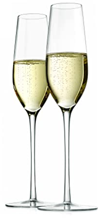 NutriChefKitchen NGLCHA53 - Juego de 2 flautas de cristal, ultra transparentes, elegantes copas de champán, sopladas a mano