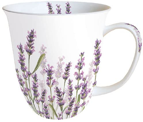 Ambiente Becher Mug Tasse Tee/Kaffee Becher ca. 0,4L Floral Lavender Shades White