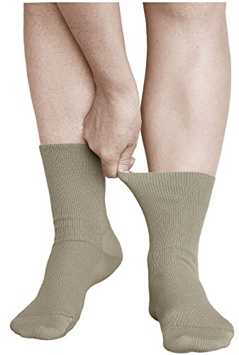 vitsocks Calzini senza Elastico Sanitari 98% COTONE Donna (3 PAIA) Calze No Stress che non Stringono Caviglia, beige, 35-38
