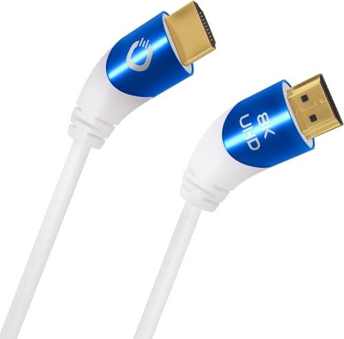Oehlbach Shape Magic 40-8K Ultra High Speed 2.1 HDMI-Kabel - Zertifiziert 48 Gbps (40 Grad Winkelstecker 3-Fach Schirmung OFC Kupfer Vollmetallstecker) weiß - 1,5m