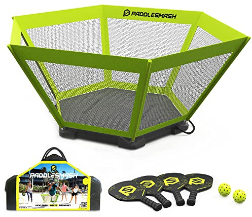 PaddleSmash Jeux de Pickleball Yard - vu sur Shark Tank - Plage, plage; jardin, jeux de plein air pour adultes et famille - Assemblage facile - Comprend 4 raquettes de pickleball, 2 balles avec étui