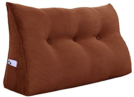 Rucener Bettkeilkissen, Kopfteil, dreieckige Lesekissen, große Nackenrolle, Rückenlehne, abnehmbare Stütze zum Waschen, geeignet für Sofa und Bett Kaffee 100 cm