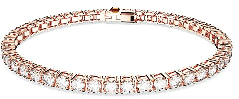 Swarovski Matrix Tennis, Rosé Vergoldetes Armkettchen mit Strahlenden Swarovski Kristallen