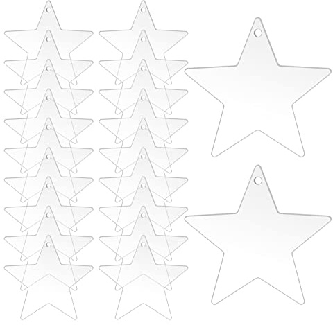20 Stück Weihnachtsbaumschmuck, Acryl Transparent Stern Set Blank Transparente Stern Weihnachtsbaumanhänger Für Weihnachtsdekoration, Geschenk Weihnachts Acryl-Ornamente Weihnachtsbaum-Dekoration
