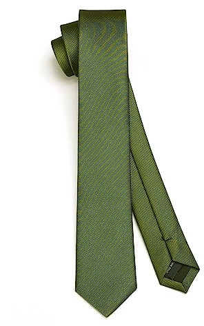 HISDERN Herren Krawatte Olivgrün Schmale Einfarbig Seide Krawatten für Herren Klassische Formelle Elegante Schlipse Hochzeit Party Business Krawatte 6cm