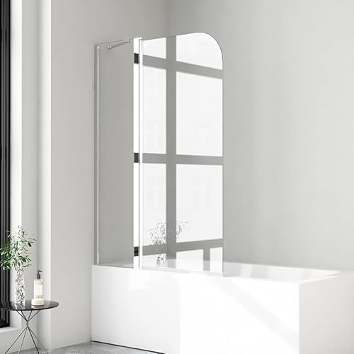 Duschwand für badewanne 90x140cm 2-teilig Drehtür Duschwand für Badewanne, 6mm Nano Glas Duschwand Badewannenaufsatz Duschtrennwand Duschabtrennung