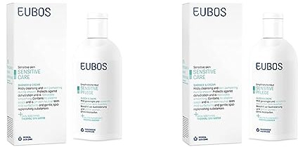 Eubos Sensitive | Dusch & Creme Waschlotion | 200ml | Zum waschen und duschen | für empfindliche und trockene Haut (Packung mit 2)