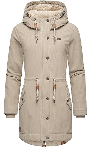 Ragwear Canny Corduroy XS-6XL - Giacca invernale da donna in velluto a coste con cappuccio, osso, 4XL