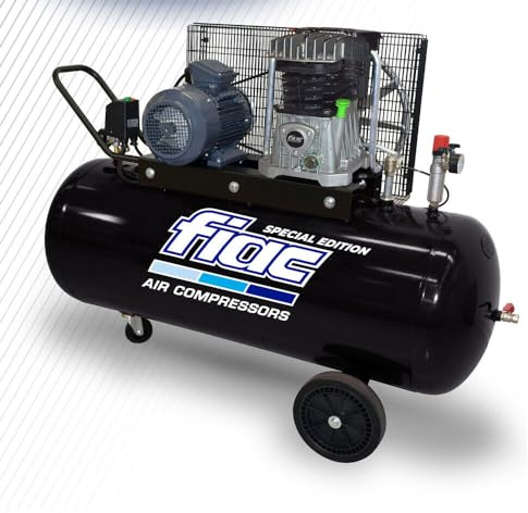 FIAC Compressore Aria Professionale AB200-360 MC BLK-PP 200Lt MOTORE 3HP MONOFASE, Nero, Capacità Elevata, Prodotto in Italia, Garanzia, Compressore d'aria professionale